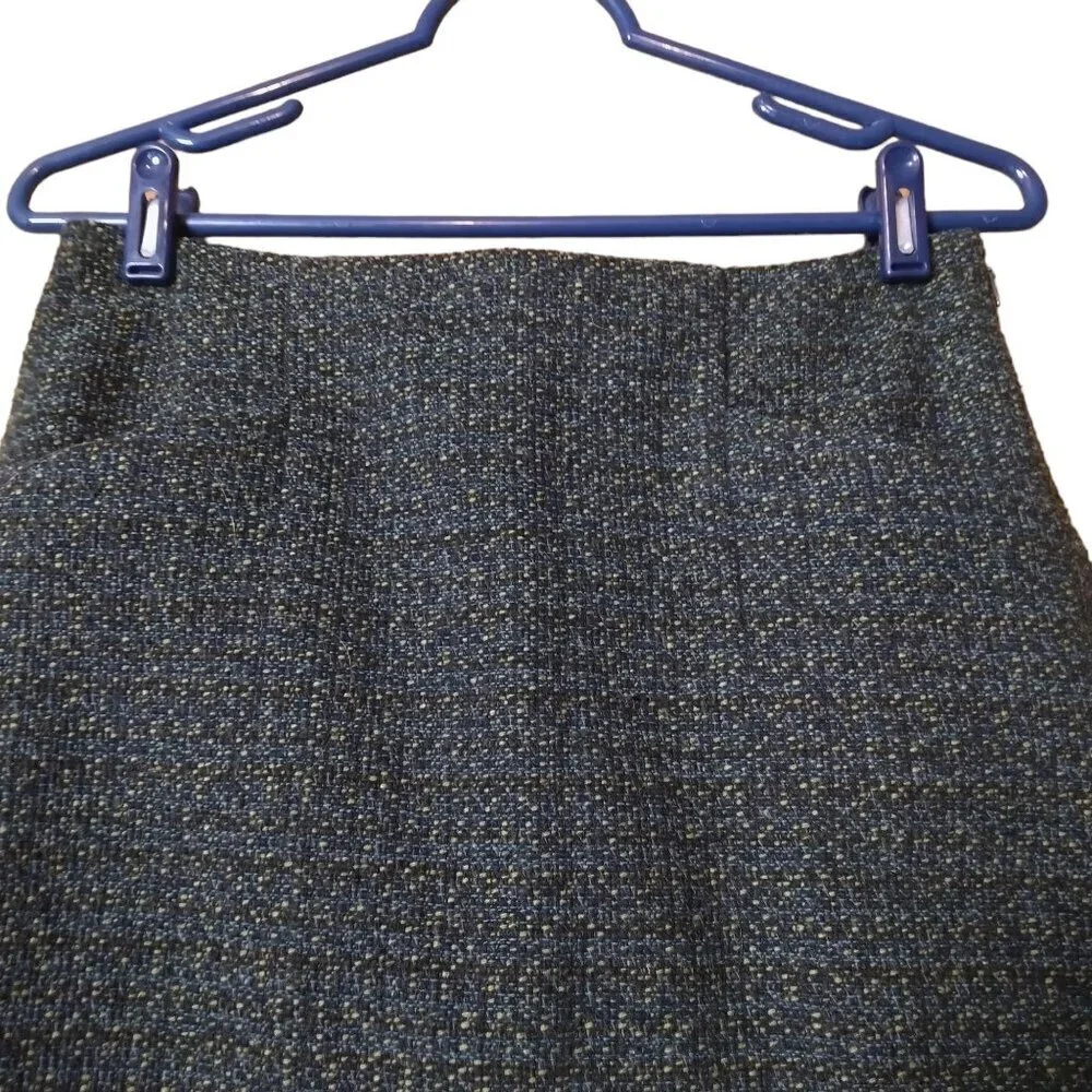 Outback Red Wool Blend Green Mini Skirt Side Zip Lined Classic Size 4 Office